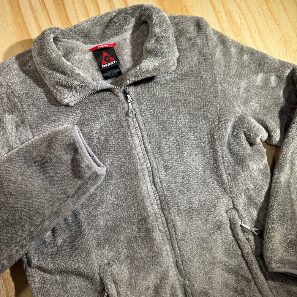 Gerry Women's Full Zip Plush Fleece Jacket Gray Warm Outdoor Sweater Size L